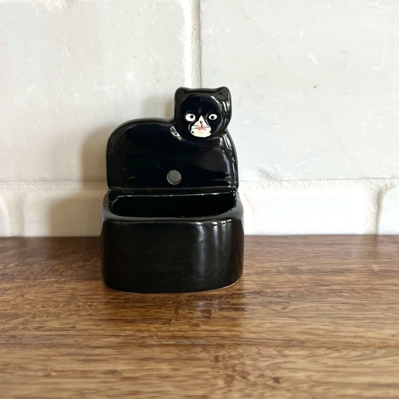 Ceramic Black Cat Wall Pocket - Picture 1 of 8